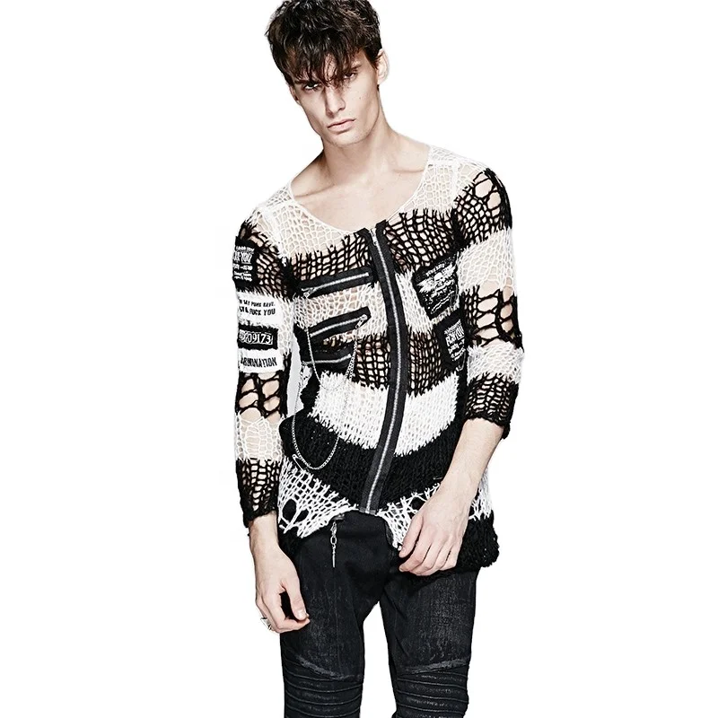 Punk Rave M-004 Fashion Punk Clothing Transparent Striped Men Knitted  Sweater Casual Street Wear O Neck Pullover Sweater - Buy Teenager Knitted  Pullovers,Striped Sweaters,Unisex Sweater Product on Alibaba.com
