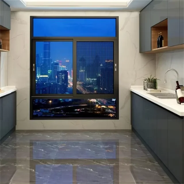 Modern Popular Aluminum Alloy Sliding Window Hidden Drainage Double Glazed Sliding Window