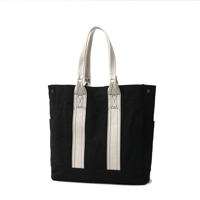 large capacity tote bag contrast color  handbag wild  canvas bag