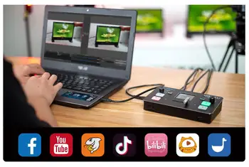 FEELWORLD LIVEPRO L1 V1 4 Channel Multi-Cameras   Mixer Switcher with USB Video Capture Live Stream to OBS Zoom product image
