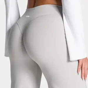 Custom Butt Lifting Yoga Scrunch Straight Leg  Pants Gym Wear Workout Fitness Clothes High Waisted Breathable Yoga Leggings