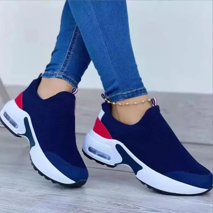 New Style White Sport Sneakers Breathable Popular High Wedge Chunky ...