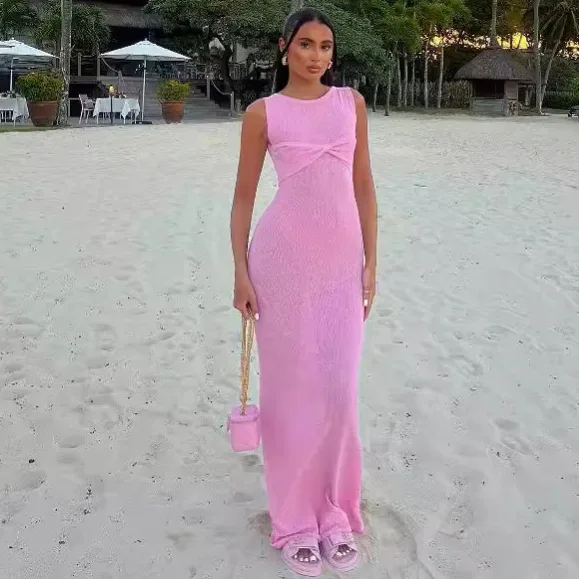 maxi pink bodycon dress Modest Bodycon Maxi Dress main image 1
