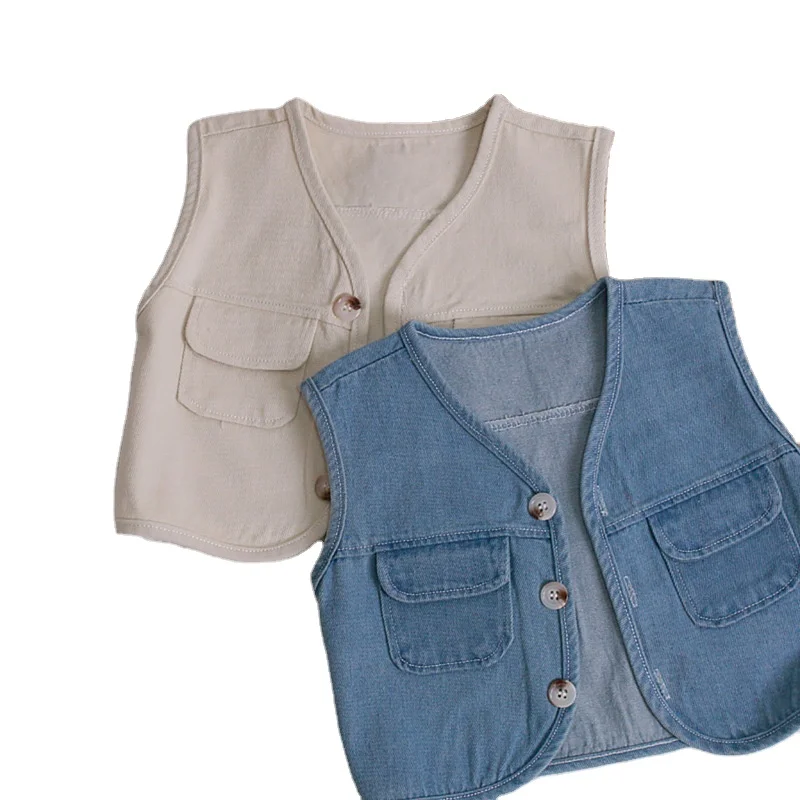 Rts Korean Style Pockets Cargo Jackets Unisex Boys Girls Denim Linen Baby Vest Tops Buy Boys Denim Jackets Kids Linen Vest Tops Toddler Sleeveless Vest Coats Product On Alibaba Com