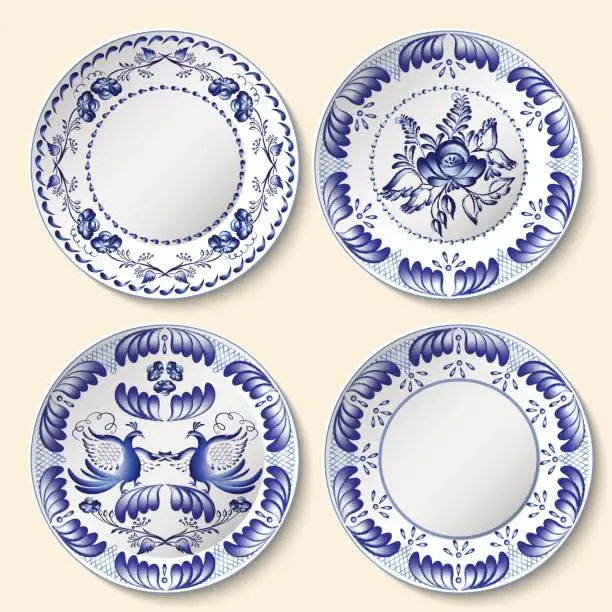 青と白のヴィンテージ風磁器デザート皿食器セット| Alibaba.com