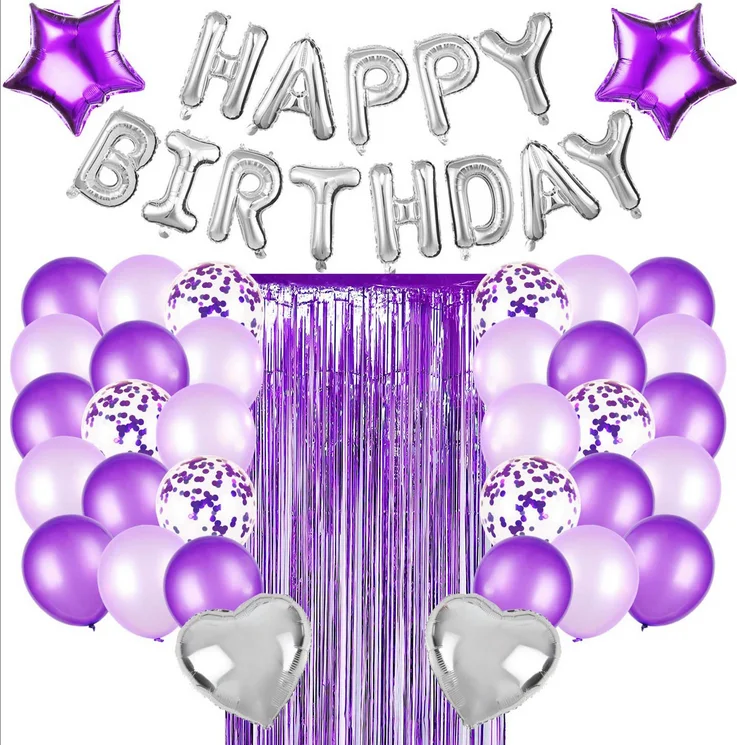 Hot Selling Balloon Arch Globos Garland Curtain Happy Birthday Banner Set  For Party Decorations - Buy Cartoon Purple Birthday Balloon Party  Decorations,Party Background Wall Balloon Decoration,Balloon Arch Garland  Set For Birthday Party