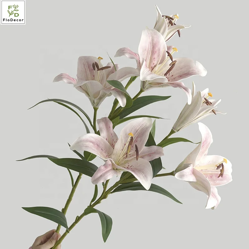 Flor De Lirio Real Artificial De 3 Cabezales,Flores De Pu,Blanco,Rosa,Para  Fiesta En Casa,Hotel,Decoración De Boda,Mesa Central,Venta Al Por Mayor -  Buy Lirio Artificial,Lily Flor,La Flor Del Lirio Artificial Product on  