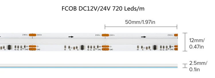 Dream Color Fcob Spi Rgb Ic Led Light Strip Ra90 High Density 720 Leds ...