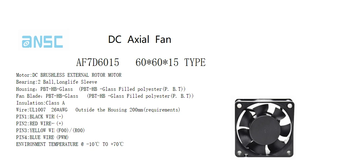 Durable/Large air volume /High speed/low speed/Mute/Long life/High quality AF7D6015 6cm 60x60x15 DC Brushless Axial flow Fan