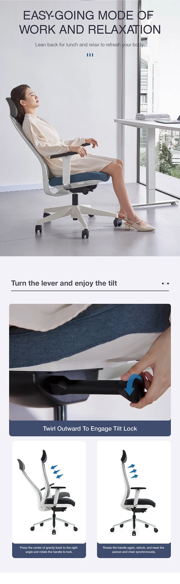 2022 Wholesale Modern Luxury High Back Adjustable Swivel Revolving