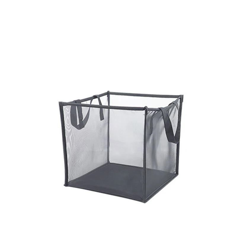 Home Use Customized Material Large Capacity Mesh Collapsible Foldable Dirty Clothes Laundry Baskets with 2 Compartment