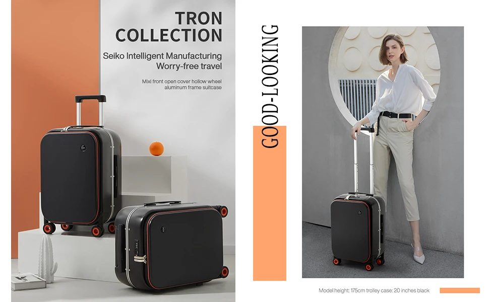 Mixi Korean Luxury Aluminum Waterproof Pc Trolley Suitcase With Usb