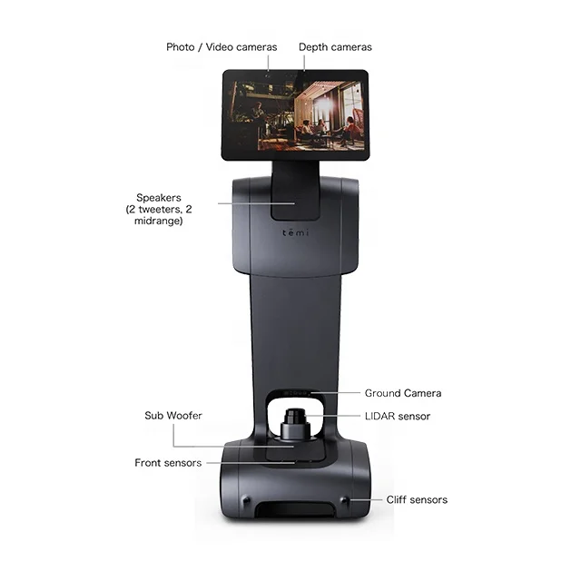 Interactive shopping mall robot with smart  security intelligent telepresence hotel mobile service ai temi robot-133042
