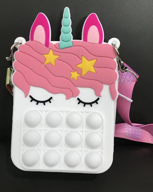 Маленькая Радужная котенка, яблоко, Микки, Детские Силиконовые пурпурные кошельки с единорогом, сумка для девочек