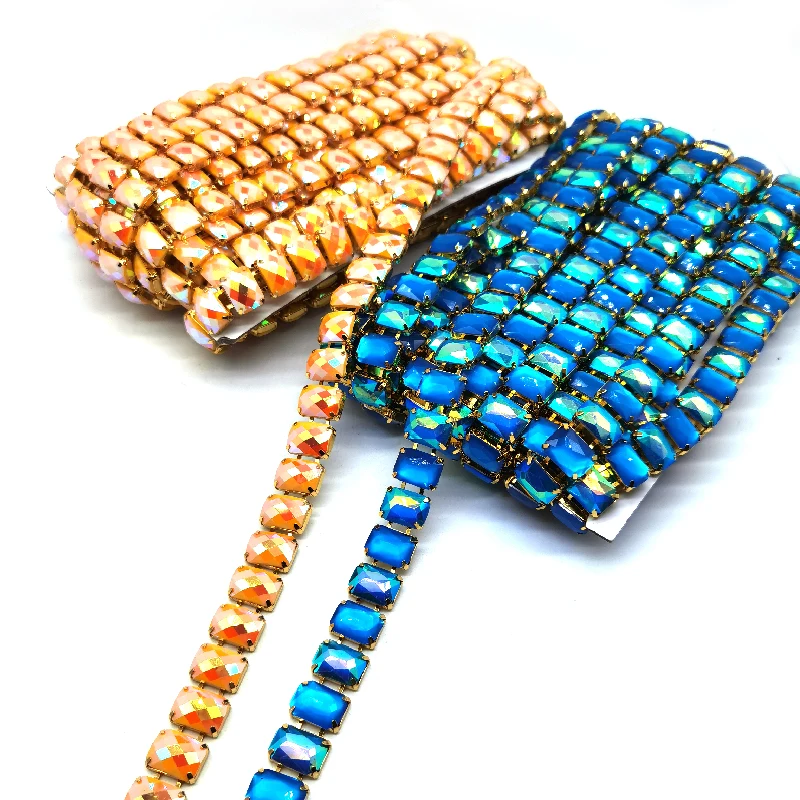 Custom Crafting Garment Embellishments Crystal Decorative Metal Tassel Trim Strass Chain Rhinestone Trimmings