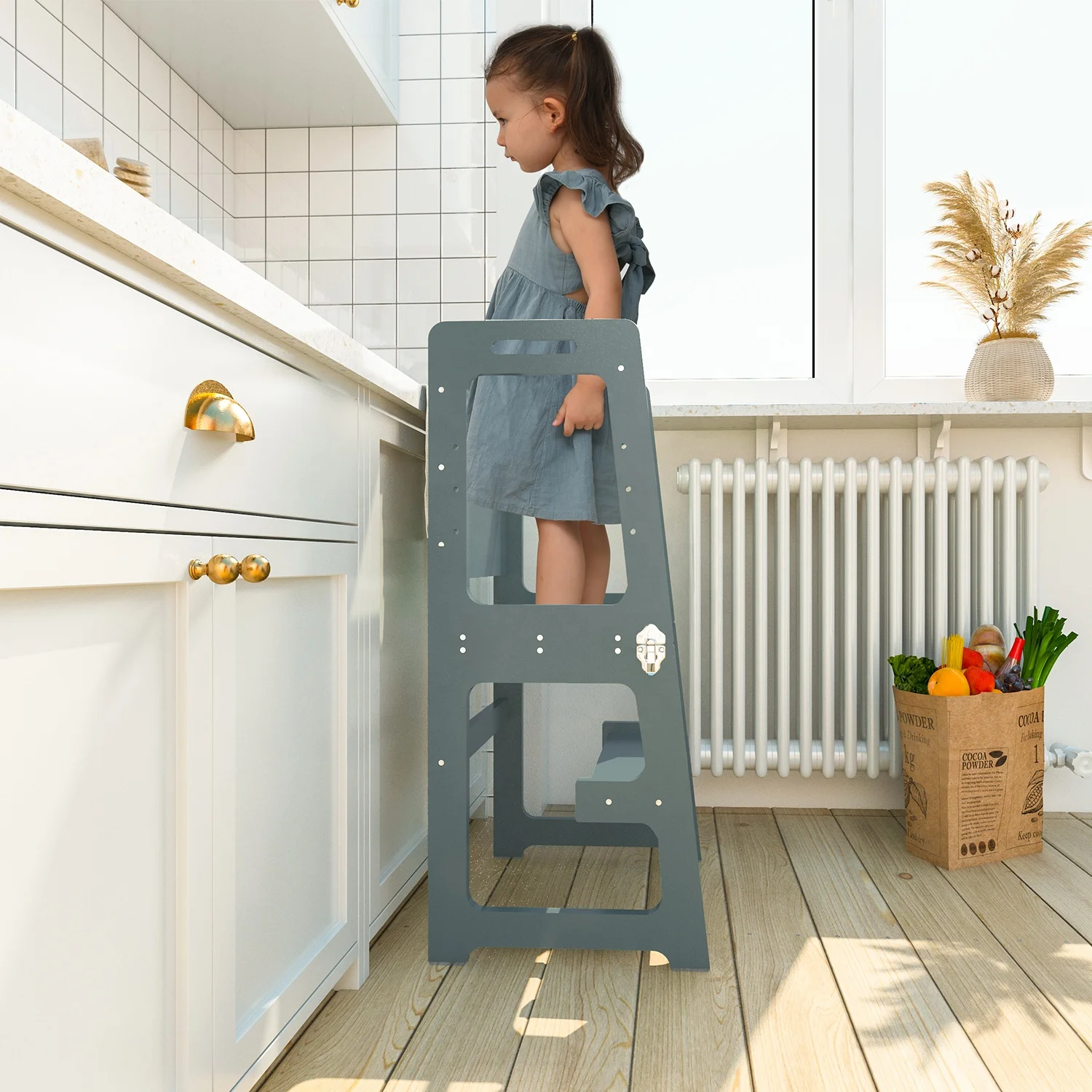 Children Foldable Kitchen Helper Step Stool Kids Wooden Montessori   He2fda3018f6f44b48ed8f6583a96590aw 