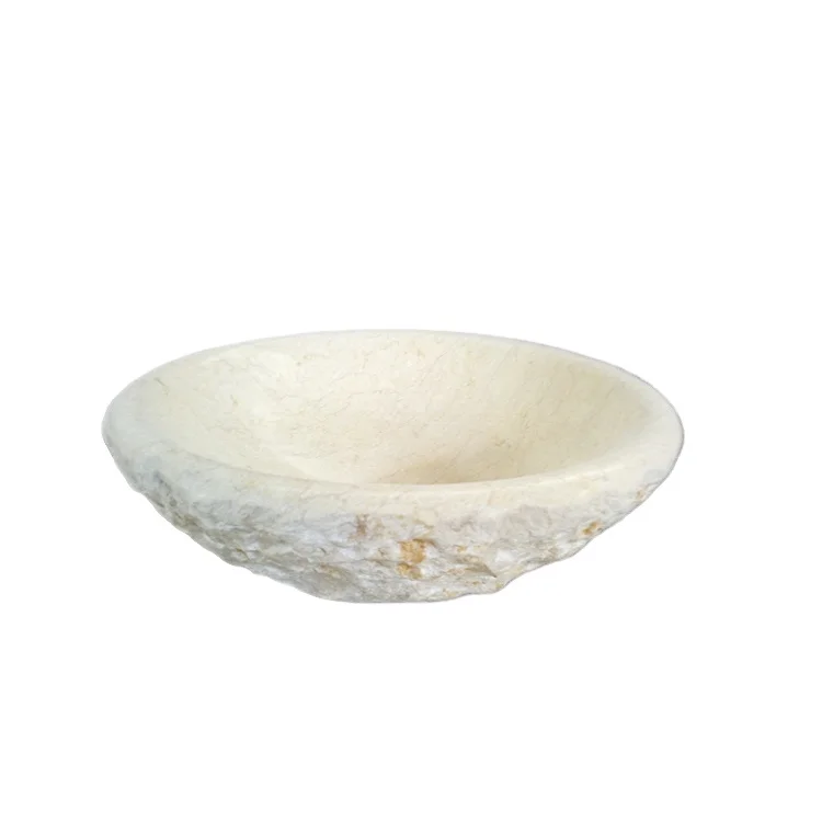 Modern Style Natural Stone Bathroom Sink Indoor Marble with Polished Finish for Hotels Includes Drainer