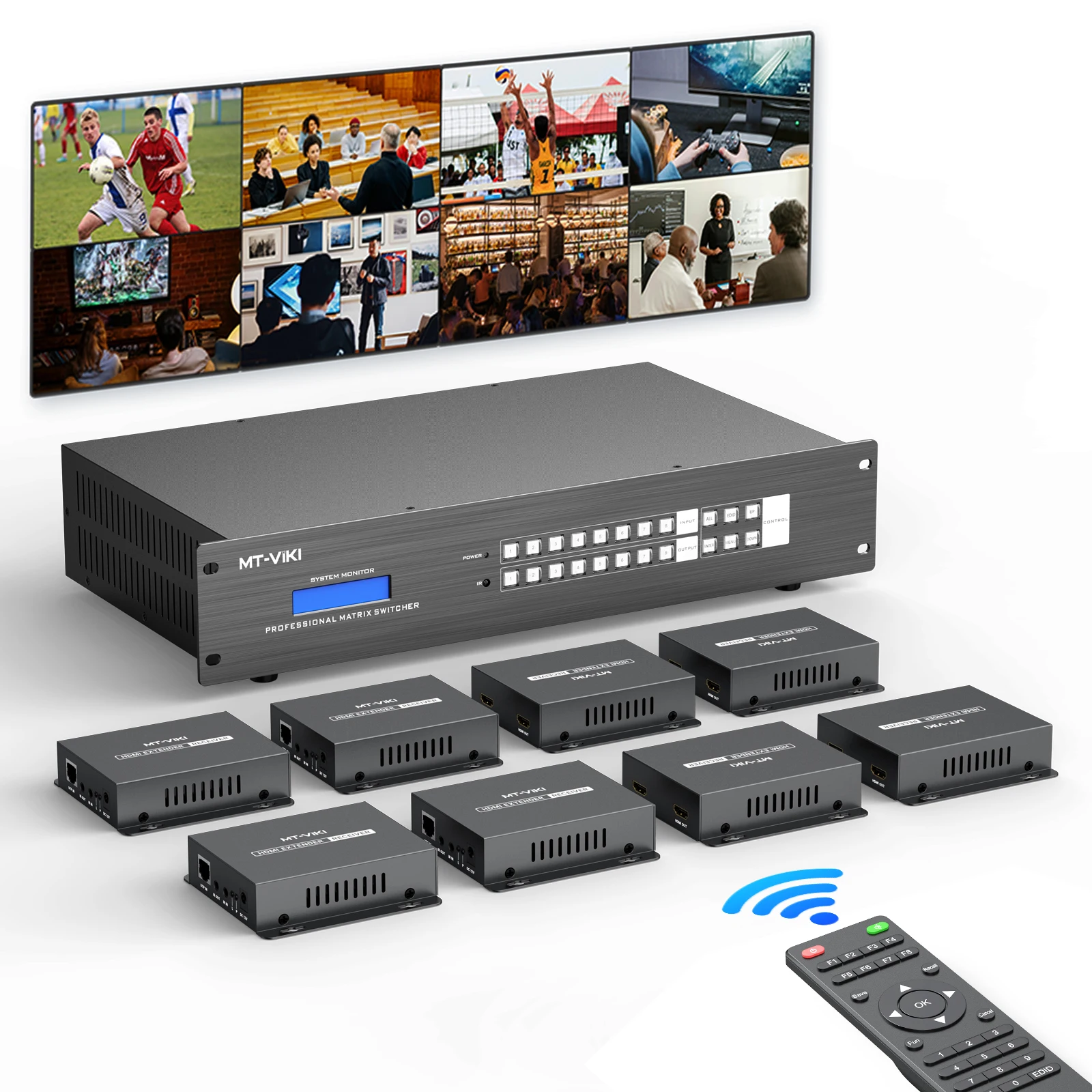 MT-VIKI 4K 60hz 8x8 8x16 HDMI matrix Over Ethernet HDBaseT Receivers,  Available for 4x4 16x16 32x32 36x36 72x72 - Main Image