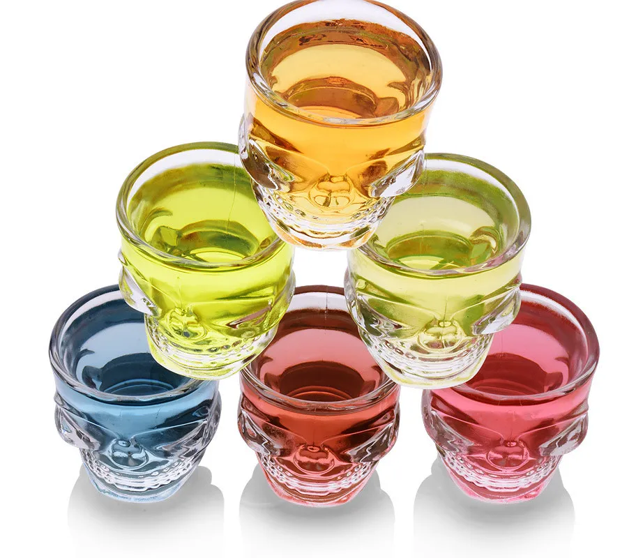 50ml Skull Head Empty clear Small Skull Shot Glass Cups Glass Liquor Spirits Wine Tequila Glass Cups