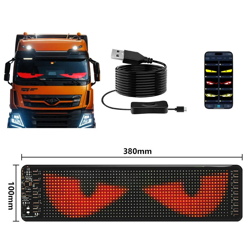 Devil Eyes Smart APP Programmable DIY LED RGB Color LED Screen With Animated Display for Car Accessories Truck Car Light