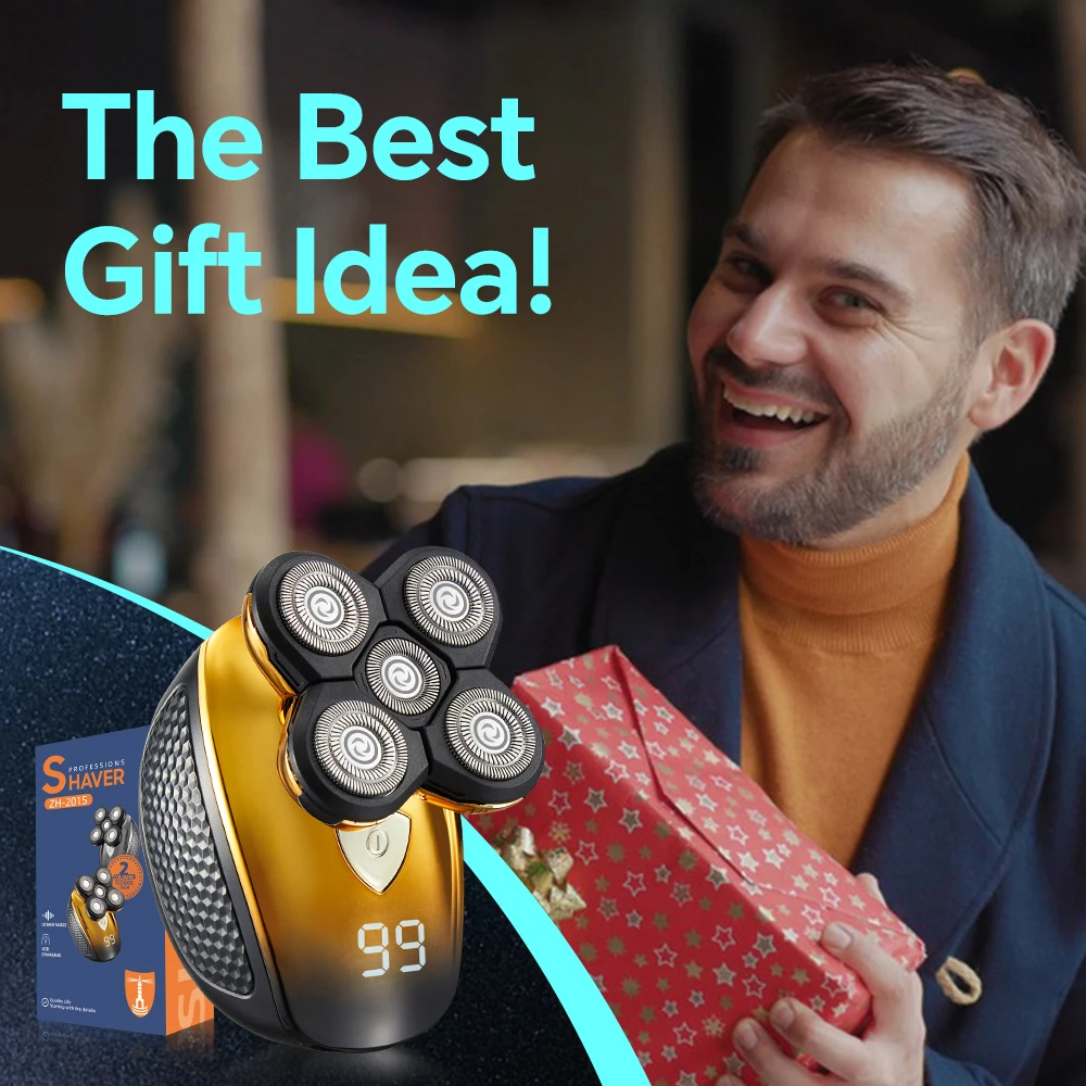 USB Stainless Steel Five-Blade Digital Display Body Hair Trimmer for Household RV Use Beard Trimmer Rotary Electric Shaver supplier