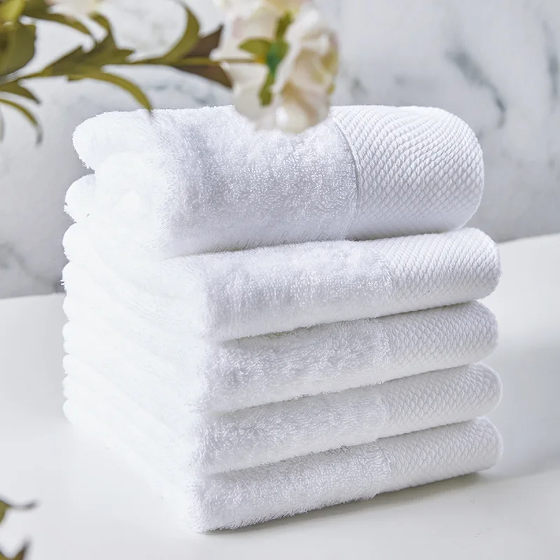 Adult Large White Towels Bath Set Luxury 5 Star Hotel 100 Cotton Woven Dobby Hand Bath Kids