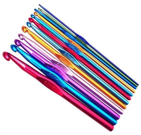 Diy 14 Sizes Multi-Coloured Aluminum 2mm-10mm Handle Crochet Hooks Knitting Knit Needles Set OPP bag Promotional Tool Kits