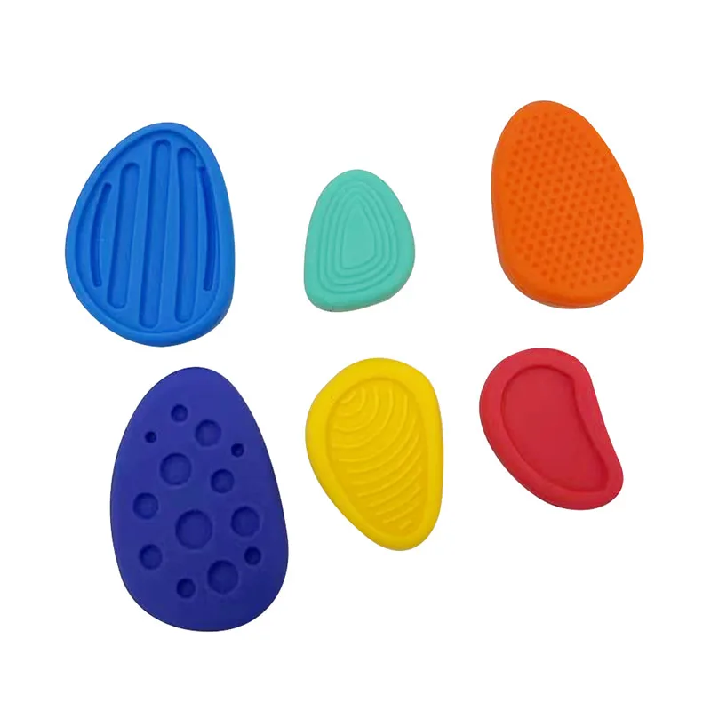 Autism Calming 6 Pack Textured Soft Worry Stone Stress Fidget Toys Sensory Stone for Kids Anxiety Relief