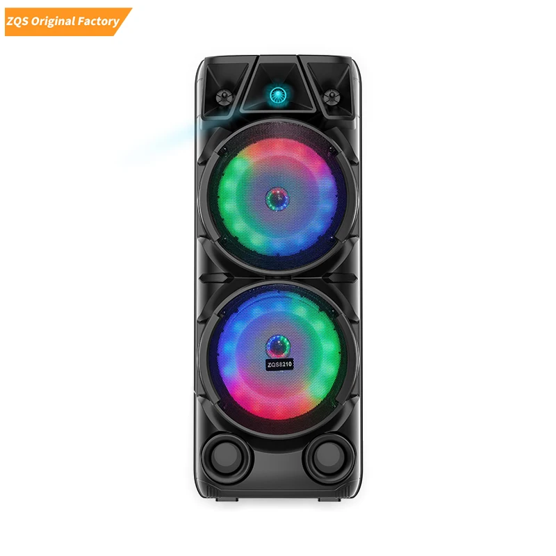 ZQS8210 Original Factory 8Inch 40W Wireless LED Light Party DJ Stage Mic  Multimedia Karaoke Subwoofer Woofer Trolley Speaker