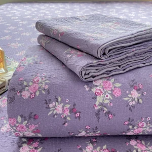 New Style  Instagram Style  Knitted Jacquard Double-layer Yarn Floral Simple Flat Sheet Single Bed Sheet Set with Pillowcase