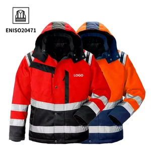 Custom High Visibility Industrial Construction Worker Electrical Coat Hi Vis Reflective Security Workwear Safety Work Jacket