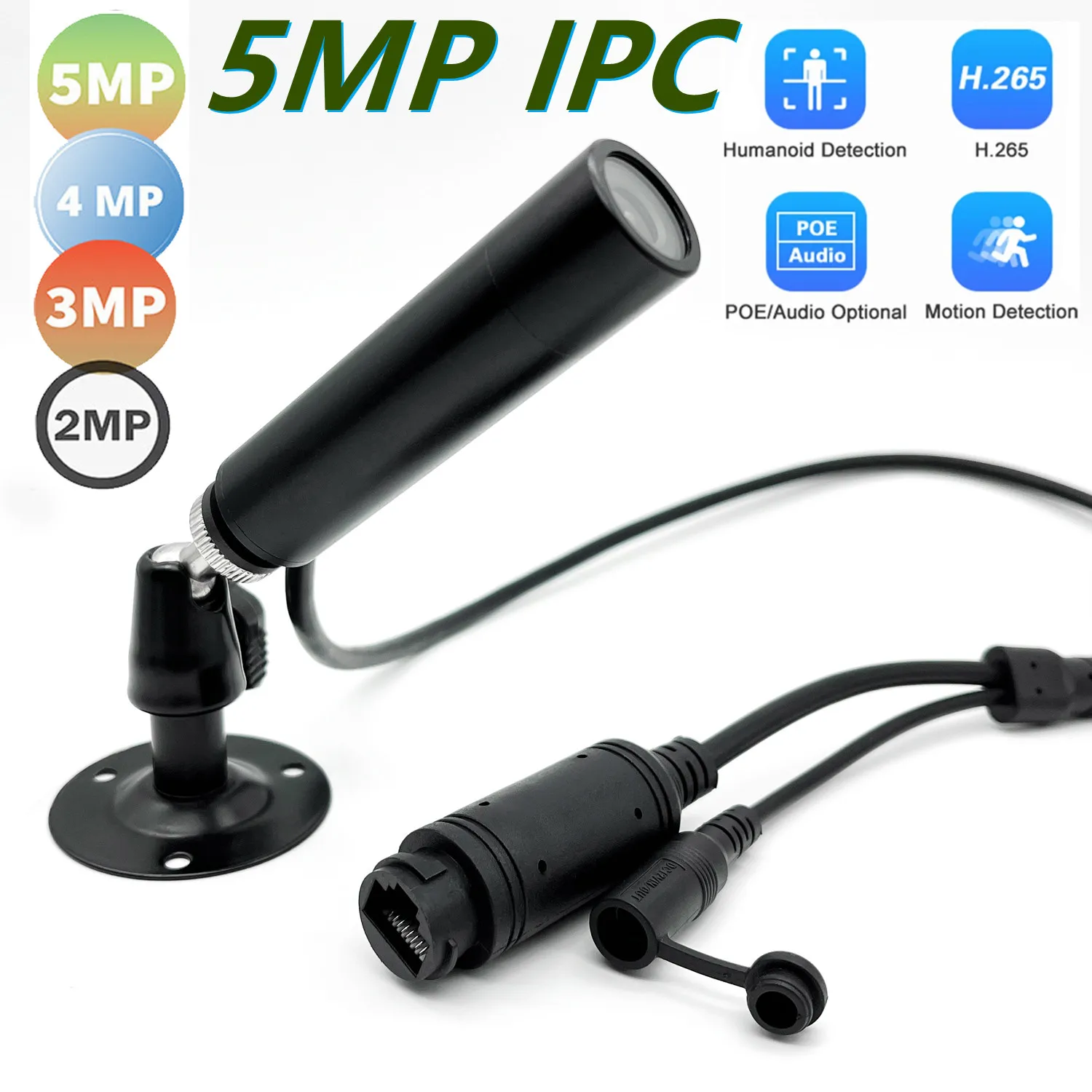 HD 1080P or 5MP Pen Style Bullet Metal Network IP Mini Camera Support PC  Phone APP Remote Monitoring