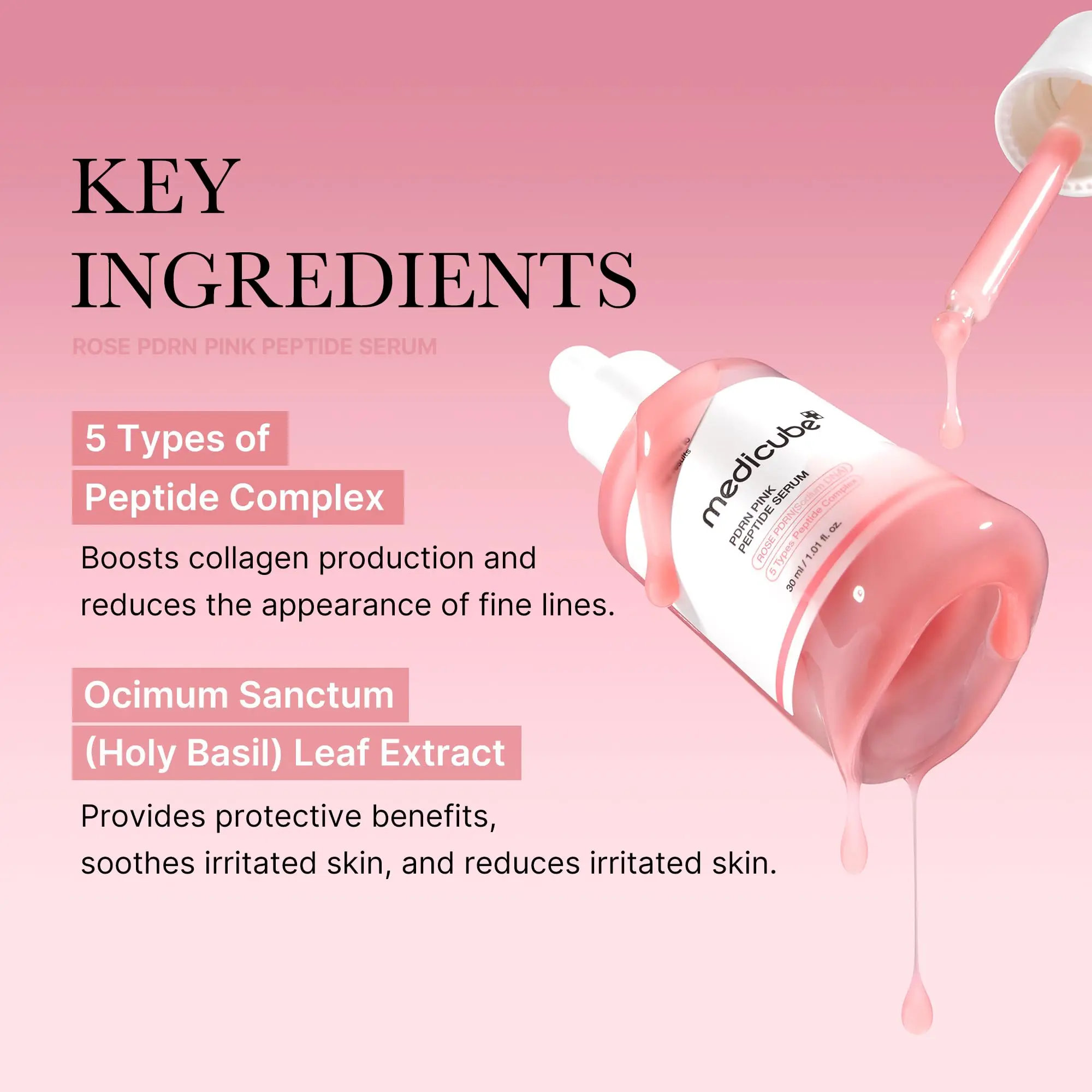 Wholesale Customized Same Medicube PDRN Pink Peptide Serum Korea Vegan Skincare Hydrating Moisturizing Firming Even Skin Tone