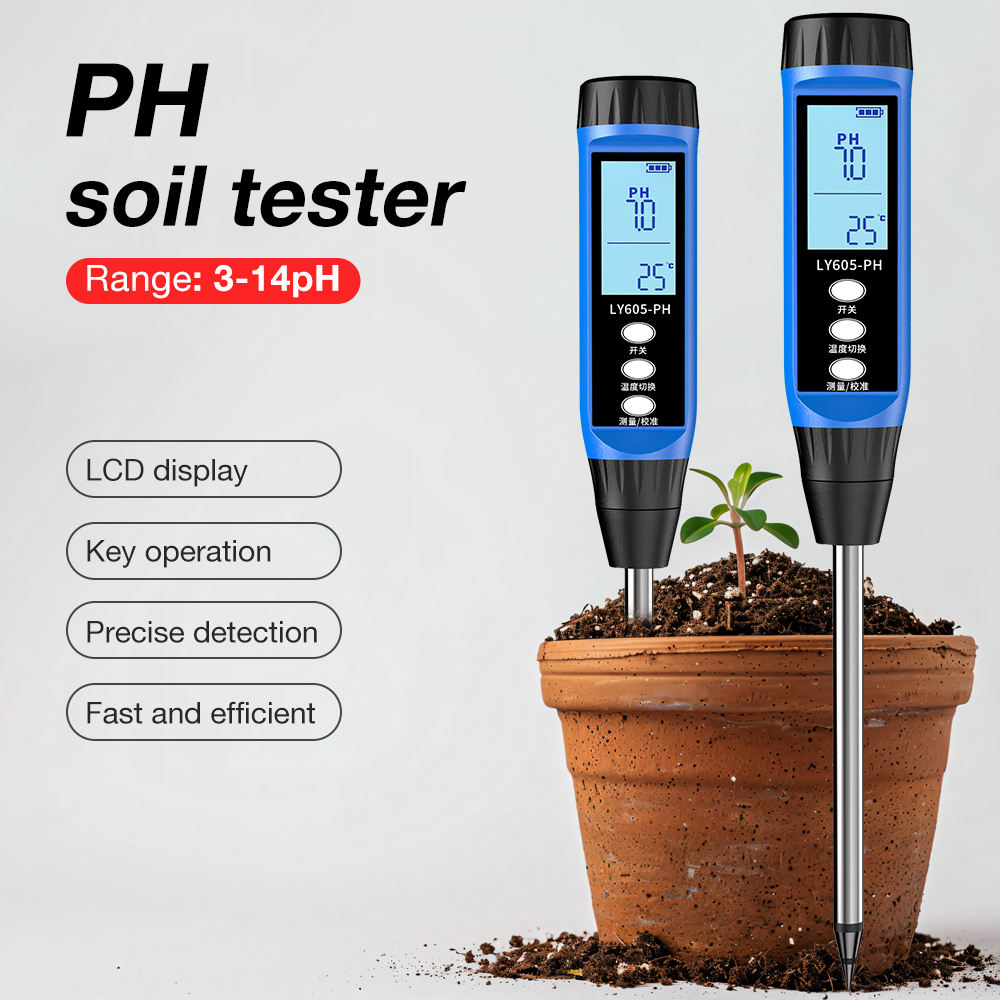 PH Toprak Ölçer LY605 Dijital LCD Ekranlı PH ve Sıcaklık Test Cihazı Bahçecilik, Seracılık ve Tarım İçin