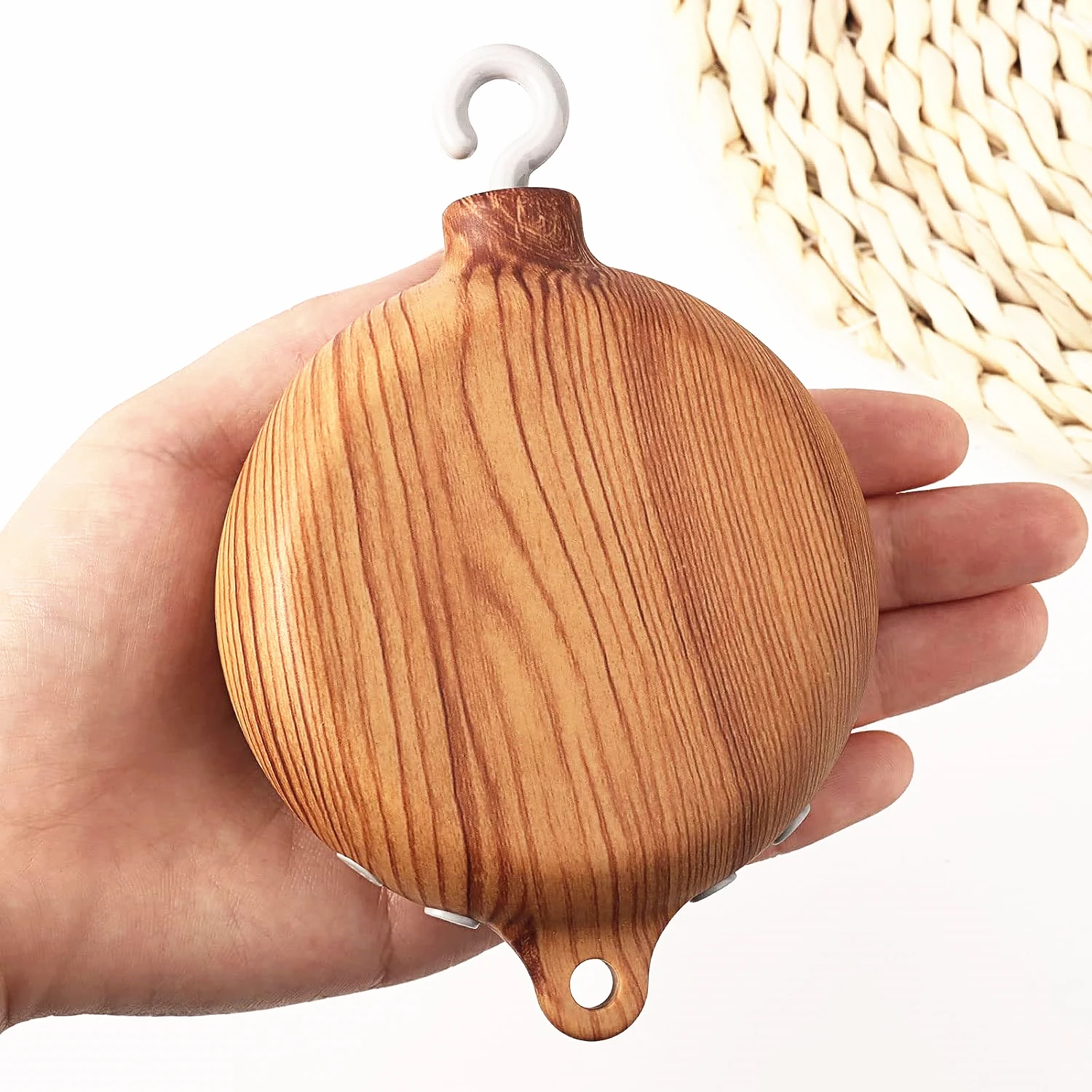 Mobile Music Box Spinner with Remote Happy Bed Bell Wooden Texture Crib Mobile Motor for Baby Cot Decoration Lull to Sleep