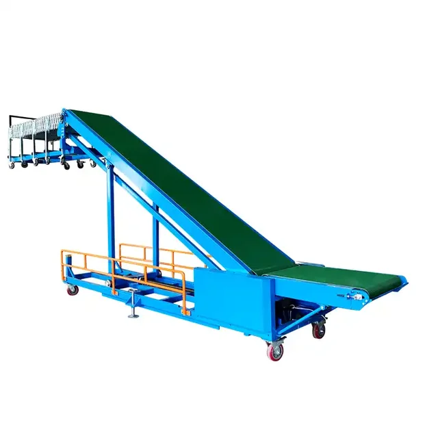 Heavy duty gravity Inclined belt roller conveyor line systems loading unloading truck container industry box pallet conveyor