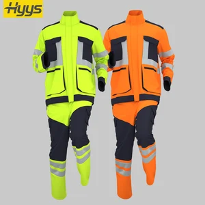 High Visibility Safety Work Uniforms Winter Heavy Hi Vis Waterproof Work Clothes Jackets Pants with Reflective Outdoor Workwear