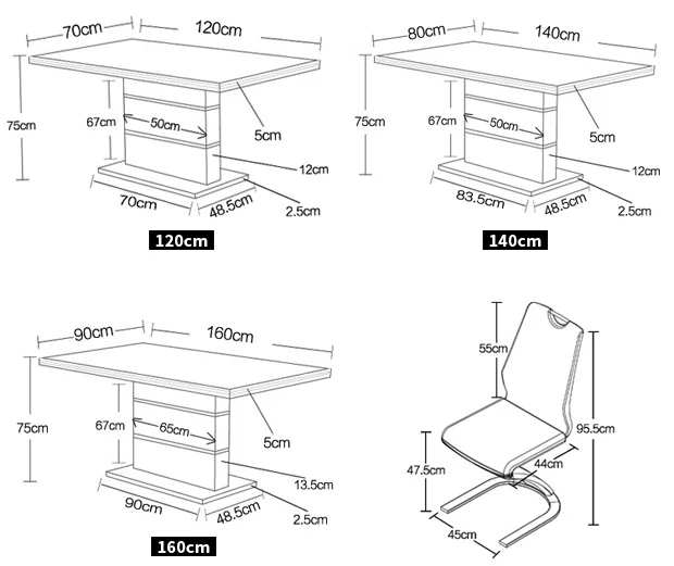 Italian Design Classic Glass Dining Table Sets Rectangular Restaurant