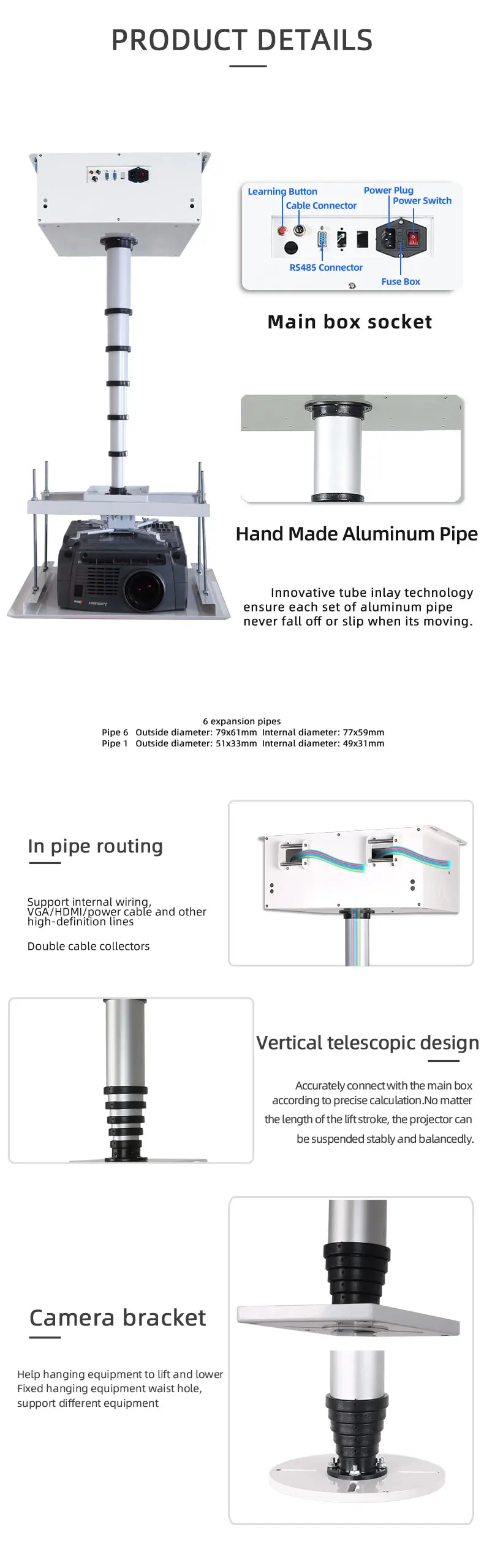 Heavy Load Motorized Projector Ceiling Mount Retractable Scissor Projector Lift For Office