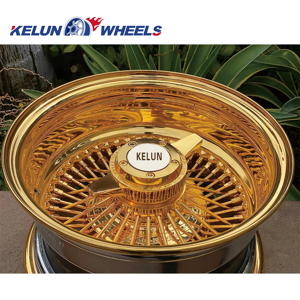 13x7 14x7all Gold Chrome Spoke Wire Wheels - Vintage Upgrade
