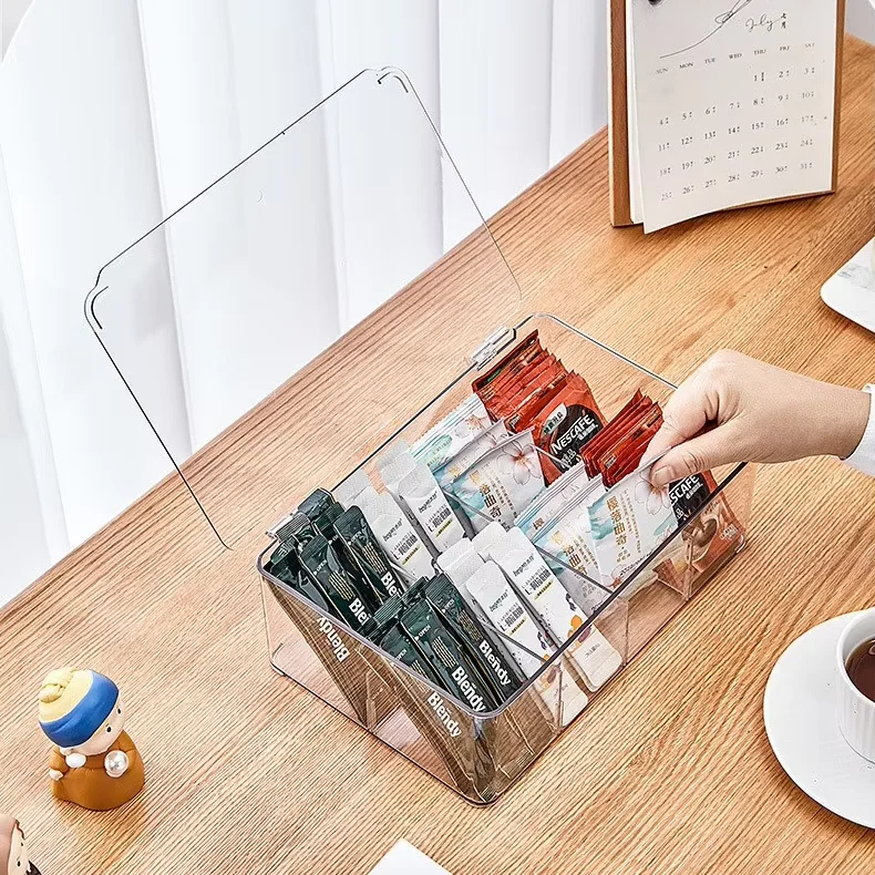 Prófakassaskápur úr plasti, glerlítur, með afdráttanlegum skiljum, skápur fyrir skrifborð, nútímarhönnun, einföld hönnun, skápur til geymslu í svefnherbergi, skipulagsgæsla