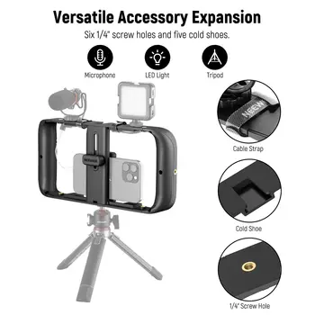 Universal Phone Cage Smartphone Video Rig Kit with Cold Shoe Tripod Mount NEEWER Smartphone Video Rig with Neck Strap detail image
