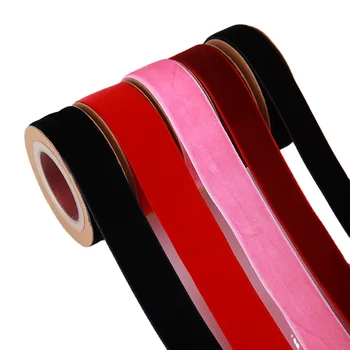 Custom Hight Quality Thick Black 50mm Wide Navi Blue Wholesale Pink Single Double Side 25mm 10mm Red Velvet Ribbon