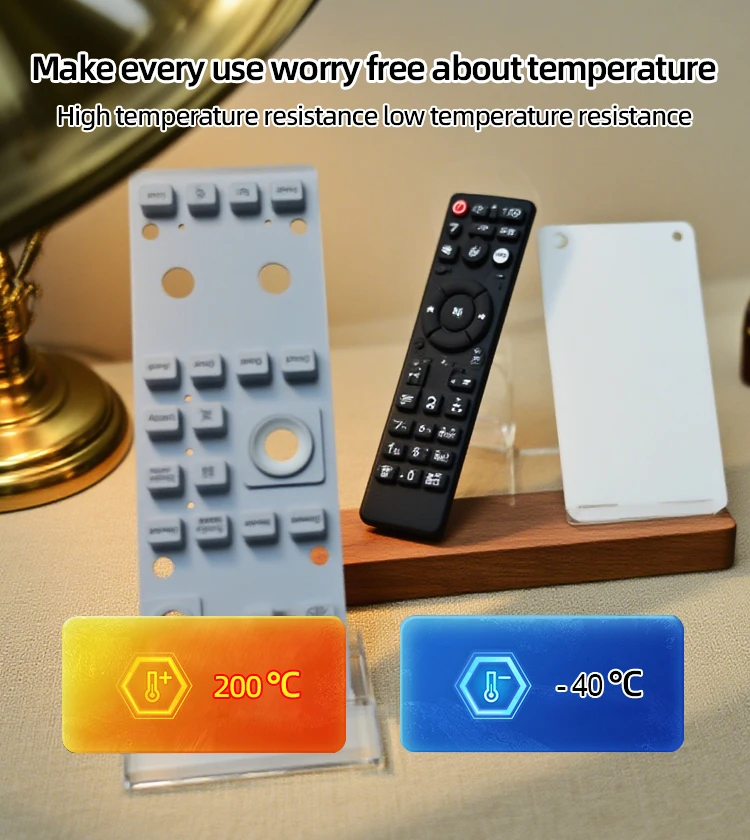 product customizable colors sizes durable anti slip eco friendly food grade silicone remote control buttons custom shape industrial hs-4