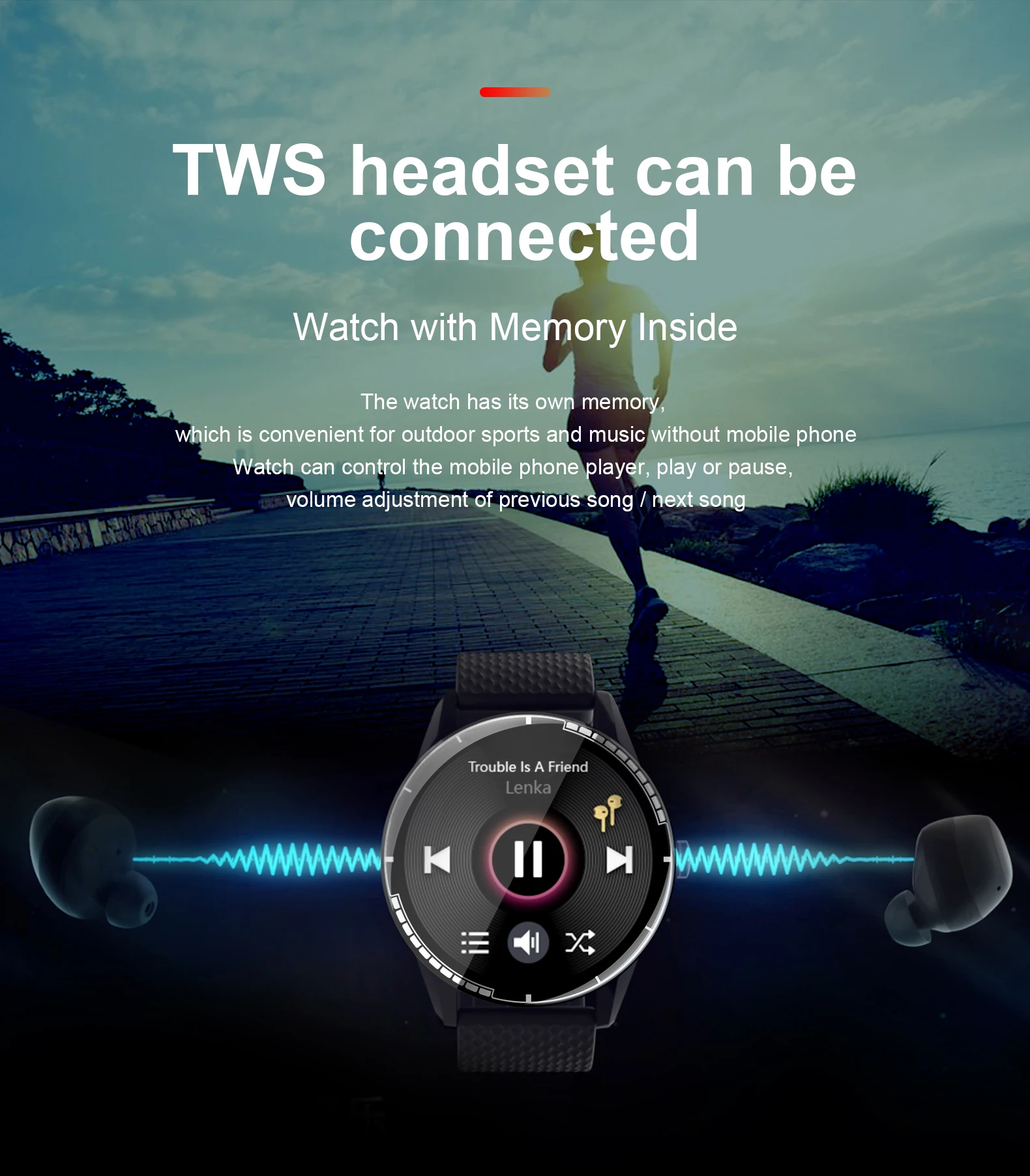 2021 H6 Smart Watch Connect to TWS and Speaker Heart Rate Monitor watch Local music heart rate hands-free call watch - ANKUX.COM