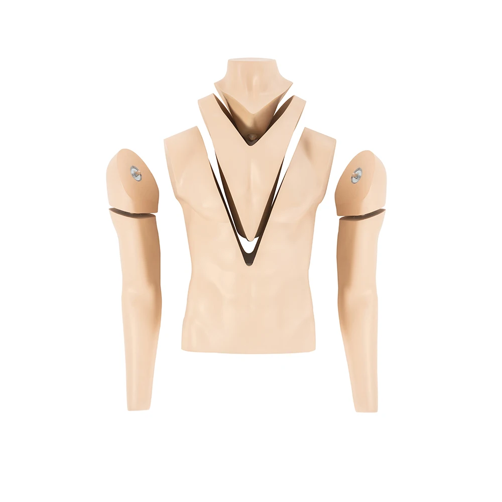 耐用玻璃纤维肤色男性上半身幽灵人体模型 带四轮底座 Buy 幽灵人体模型有四个轮子的基地 玻璃纤维上半身人体模型 耐用的人体模型显示