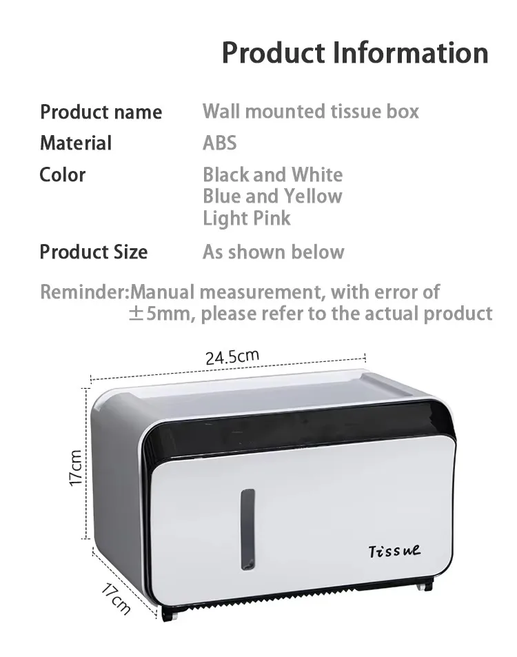 High Quality Modern Wall Mounted Plastic Paper Storage Box Facial Tissue Box Holder details