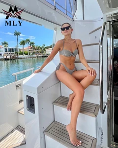 MLY Manufacturer Swimsuit Custom Print Seamless Underwire Push up Bathing Suit Women Swimwear