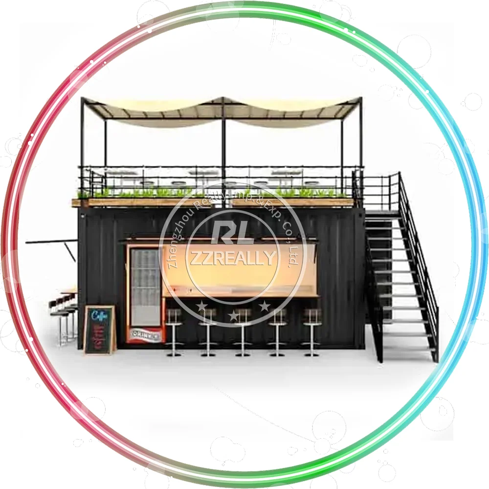 Street Drive Thru Container Prefab Coffee Shop Kiosk Mobile Prefabricated Container Bar Restaurant With Kitchen for Sale