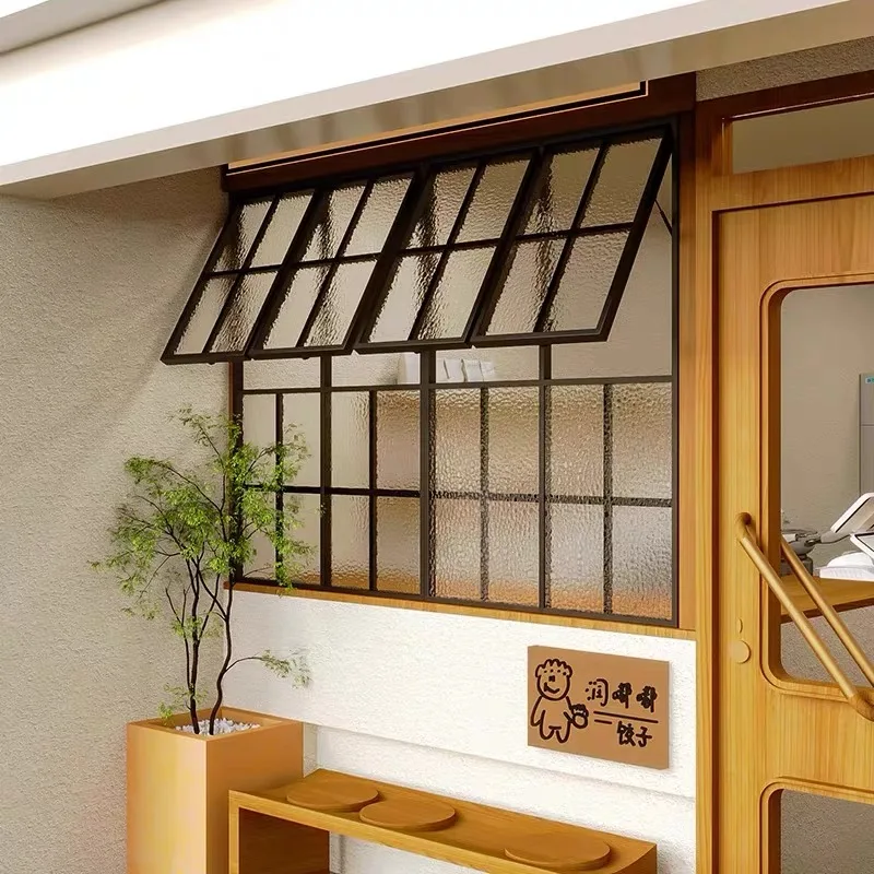 Thermal Break Modern French Iron Operable Casement Windows Vertical Swing Tempered Glass for Living Room Apartment/Villa Heat factory